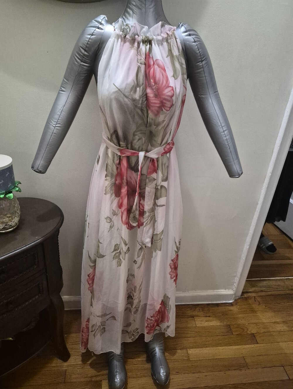 Floral Pink and Cream Maxi Skirt